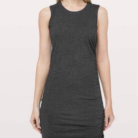 Lululemon Women's Cotton Solid Grey Crew Neck Sleeveless Mini Tank Dress Size 4 - Picture 2 of 6